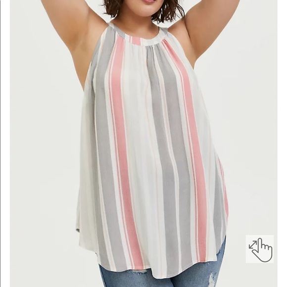 TORRID WHITE & MULTI STRIPE GODDESS TANK - Picture 2 of 5